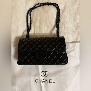 All black double flap C C - designer inspired, new.